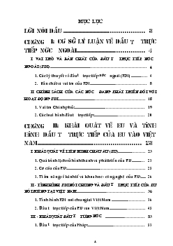 Đầu tư trực tiếp của EU vào Việt Nam