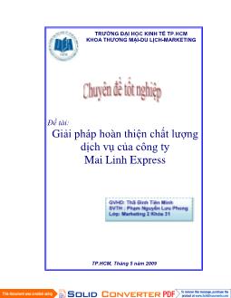 Giải pháp hoàn thiện chất lượng dịch vụ của công ty Mai Linh Express