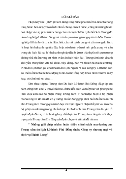 Hoàn thiện chính sách marketing của Trung tâm du lịch Lữ hành Phù Đổng thuộc Công ty thương mại & dịch vụ Thành Long