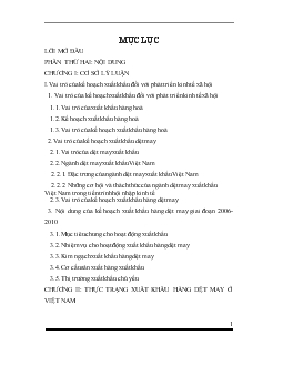Kế hoạch Xuất khẩu hàng dệt may trong Thương Mại Quốc Tế Việt Nam
