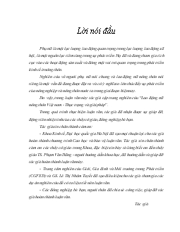 Lao động nữ ở nông thôn Việt Nam - Thực trạng và giải pháp