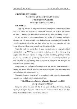 Lập kế hoạch truyền thông 6 tháng cuối năm 2008 cho sữa tiệt trùng Ancomilk