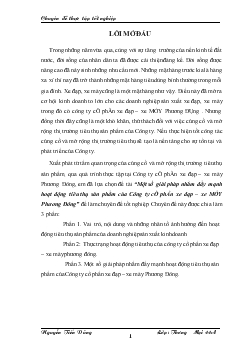Một số giải pháp nhằm đẩy mạnh hoạt động tiêu thụ sản phẩm của Công ty cổ phần xe đạp - Xe máy Phương Đông