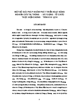 Một số giải pháp nhằm phát triển hoạt động nghiên cứu thị trường - Xây dựng - tổ chức thực hiện chương trình du lịch