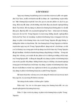 Một số suy nghĩ về chiến lược xây dựng & phát triển của thương hiệu cà phê Trung Nguyên trên thị trường Việt Nam