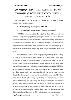 Nâng cao chất lượng thẩm định tài chính dự án trong hoạt động cho vay tại Ngân hàng thương mại cổ phần Ngoại Thương (VietcomBank)