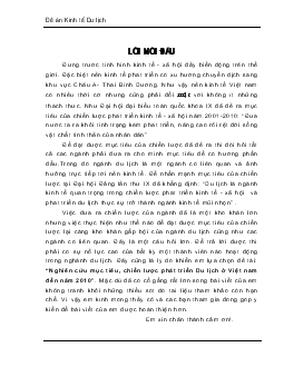 Nghiên cứu mục tiêu chiến lược phát triển du lịch ở Việt Nam đến 2010