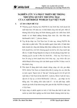 Nghiên cứu và phát triển hệ thống nhượng quyền của Cartridge World tại Việt Nam