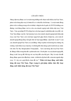 Phân tích hoạt động Xuất khẩu hàng dệt may Việt Nam. Thực trạng & Giải pháp nhằm thúc đẩy hoạt động Xuất khẩu hàng dệt may Việt Nam
