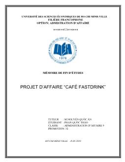 Projet d`affaire “CAFÉ FASTDRINK”