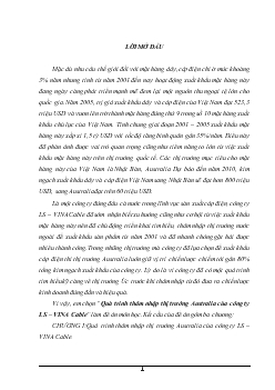 Quá trình thâm nhập thị trường Australia của Công ty LS - VINA Cable