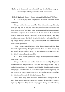 Quyền tự do kinh doanh qua việc thành lập & quản lý của Công ty TNHH có từ hai thành viên trở lên