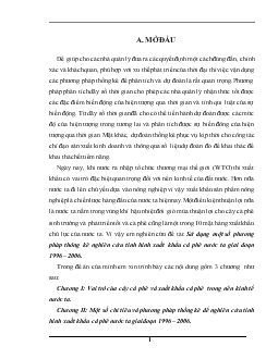 Sử dụng Một số phương pháp thống kê nghiên cứu tình hình Xuất khẩu cà phê nước ta giai đoạn 1996 – 2006