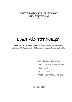 Thông tin cho các Doanh nghiệp ở Trung tâm Thông tin Thương mại thuộc Bộ Thương mại - Hiện trạng và phương hướng phát triển