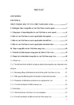 Thực trạng & Giải pháp tăng cường đầu tư của Việt Nam sang Lào