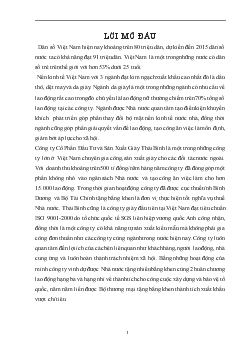 Thực trạng & Giải pháp Xuất khẩu giày dép của Công ty đầu tư & sản xuất giày Thái Bình sang thị trường EU