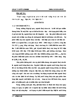 Thực trạng và giải pháp phát triển nuôi trồng thuỷ sản trên địa bàn huyện Hưng Nguyên, tỉnh Nghệ An