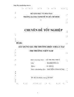 Xây dựng giá trị thương hiệu Ursa-S tại thị trường Việt Nam