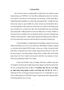 Giải pháp hạn chế rủi ro tín dụng tại Ngân hàng nông nghiệp và phát triển nông thôn (AgriBank) Hà Nội