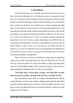 Giải pháp nâng cao hoạt động tín dụng xuất nhập khẩu tại Ngân hàng thương mại cổ phần XNK (EximBank) Việt Nam chi nhánh Hà Nội