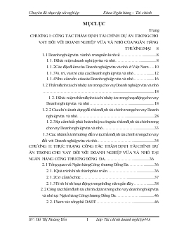 Hoàn thiện công tác thẩm định tài chính dự án trong cho vay Doanh nghiệp vừa và nhỏ tại Ngân hàng thương mại cổ phần Công Thương (VietinBank) Đống Đa