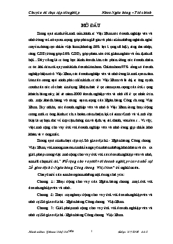 Mở rộng cho vay đối với Doanh nghiệp vừa và nhỏ tại Sở Giao dịch 1 - Ngân hàng thương mại cổ phần Công Thương (VietinBank) Việt Nam