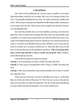 Một số giải pháp nhằm nâng cao khả năng đấu thầu ở Công ty cổ phần Xây dựng Bắc Ninh