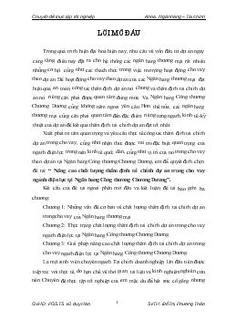 Nâng cao chất lượng thẩm định tài chính dự án trong cho vay ngành điện lực tại Ngân hàng thương mại cổ phần Công Thương (VietinBank) Chương Dương