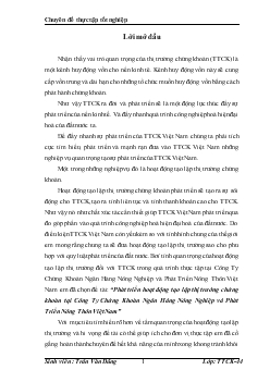 Phát triển hoạt động tạo lập thị trường chứng khoán tại Công ty chứng khoán Ngân hàng nông nghiệp và phát triển nông thôn (AgriBank) Việt Nam
