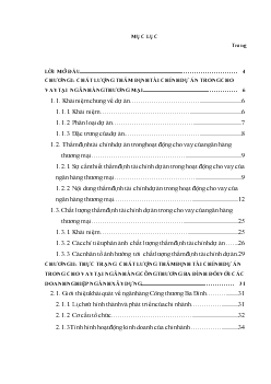 Thẩm định tài chính dự án trong cho vay tại chi nhánh Ngân hàng thương mại cổ phần Công Thương (VietinBank) Ba Đình đối với các Doanh nghiệp ngành xây dựng