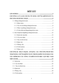 Báo cáo Bằng chứng kiểm toán & phương pháp thu thập trong kiểm toán tài chính