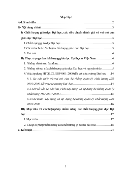 Chất lượng giáo dục Đại học hiện tại ở Việt Nam. Thực trạng & những biện pháp nhằm nâng cao chất lượng giáo dục Đại học