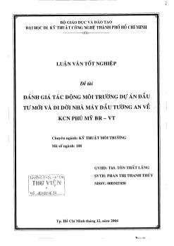 Đánh giá tác động môi trường dự án đầu tư và di dời Nhà máy dầu Tường An về Khu công nghiệp Phú Mỹ BR - VT