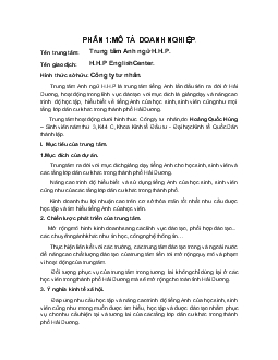 Dự án mở Trung tâm Anh ngữ H.H.P (Công ty tư nhân)