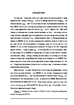 Giải pháp phòng ngừa & hạn chế rủi ro tín dụng tại Ngân hàng nông nghiệp và phát triển nông thôn huyện Tiên Du - Bắc Ninh