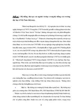 Hệ thống đào tạo các ngành tin học trong hệ thống các trường Đại học ở Việt Nam hiện nay