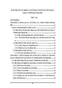 Hoàn thiện Kế toán nghiệp vụ mua hàng & thanh toán tiền hàng tại Công ty TNHH thép Thành Đô