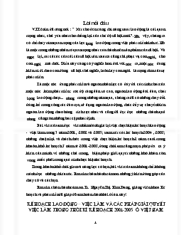 Kế hoạch lao động - Việc làm & các pháp giải quyết việc làm trong thời kì kế hoạch 2001 - 2005 ở Việt Nam