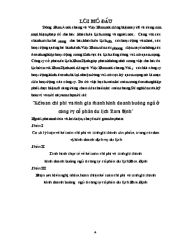 Kế toán chi phí & tính giá thành kinh doanh buồng ngủ ở Công ty Cổ phần du lịch Nam Định