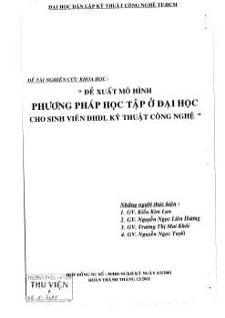 Mô hình phương pháp học tập ở đại học cho sinh viên đại học dân lập kỹ thuật công nghệ