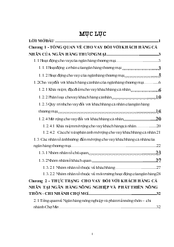 Mở rộng cho vay đối với khách hàng cá nhân tại Ngân hàng nông nghiệp và phát triển nông thôn – chi nhánh Chợ Mơ