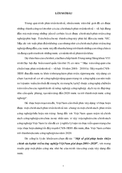 Một số giải pháp hoàn thiện chính sách phát triển công nghiệp Việt Nam giai đoạn 2001 - 2020