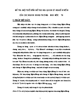 Một số vấn đề trong quản lý nguồn vốn của các Ngân hàng thương Mại nước ta