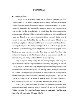 Nâng cao năng lực cạnh tranh hàng may mặc Xuất khẩu Việt Nam trên thị trường Mỹ trước thềm hội nhập WTO