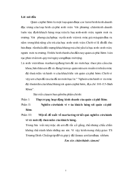 Nghiên cứu hành vi & mức độ thoả mãn của khách hàng tới quán cà phê Bờm, địa chỉ:101 - E5 - Bách Khoa