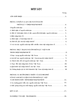 Nguồn nhân lực Việt Nam. Lợi thế, thách thức & xu hướng phát triển trong tiến trình hội nhập kinh tế