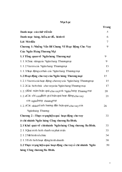 Những giải pháp nhằm nâng cao hiệu quả hoạt động cho vay tại Chi Nhánh Ngân hàng Công thương Ba Đình