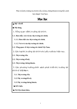 Phát triển thị trường tài chính (vốn, tiền tệ, chứng khoán) trong bối cảnh hội nhập ở Việt Nam
