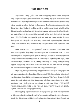Quan hệ thương mại giữa Việt Nam - Trung Quốc. Thực trạng & triển vọng
