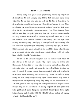 Sử dụng Một số mô hình Phân tích H.động tín dụng của CN Thanh Quan - Ngân hàng thương Mại Cổ phần Nhà đối với ngành xây dựng, vận tải & thông tin